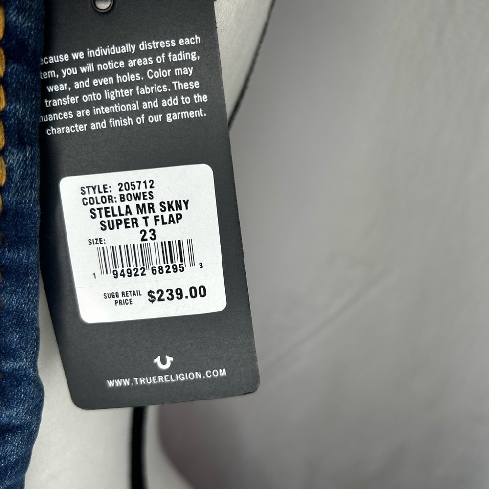 True Religion Blue Skinny Jeans with Classic Detailing - Picture 8 of 8